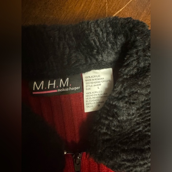 NWT! M.H.M MELISSA HARPER RED ZIP UP JACKET FOR WOMEN SIZE LARGE - Picture 7 of 7
